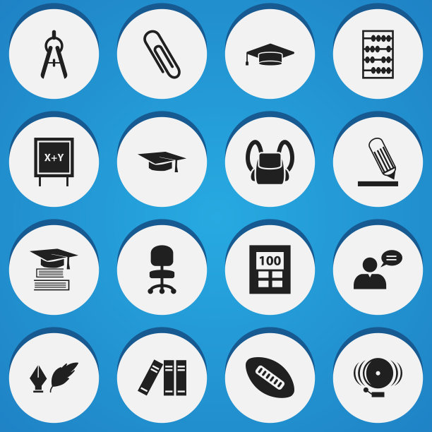 一组16可编辑大学图标包括图片下载