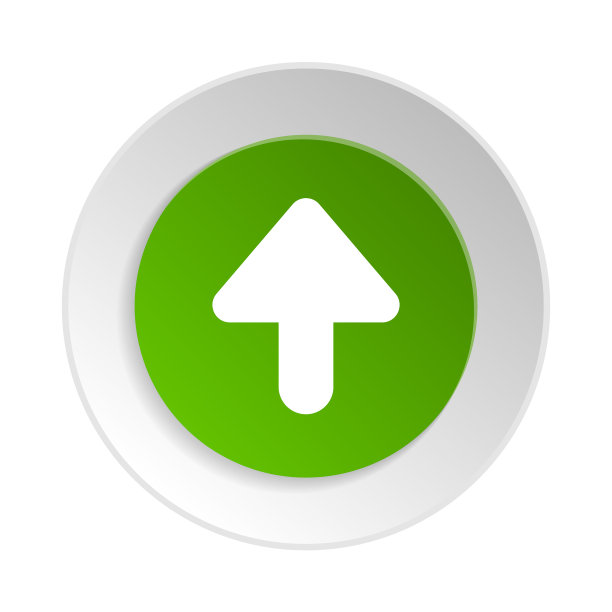 绿色圆形按钮与向上的箭头符号图片下载