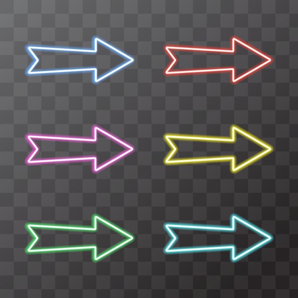 箭头霓虹灯在一个透明的背景图片下载