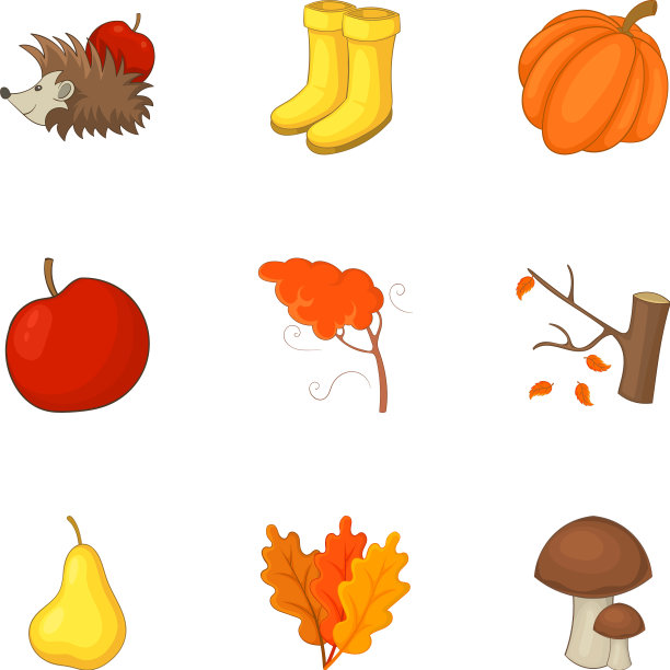 秋季图标设置卡通风格图片下载