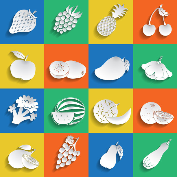 一套水果和蔬菜图片下载