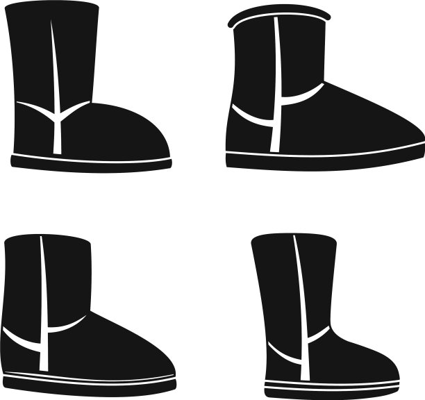 休闲ugg靴子图标设置简单的风格图片下载