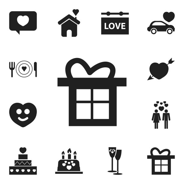 一组12可编辑的激情图标包括符号图片下载