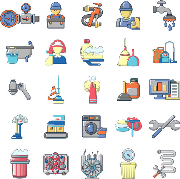 水管图标设置卡通风格图片下载