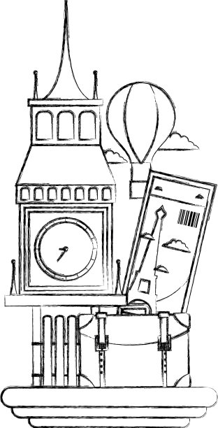 图中的伦敦大本钟和气球图片下载