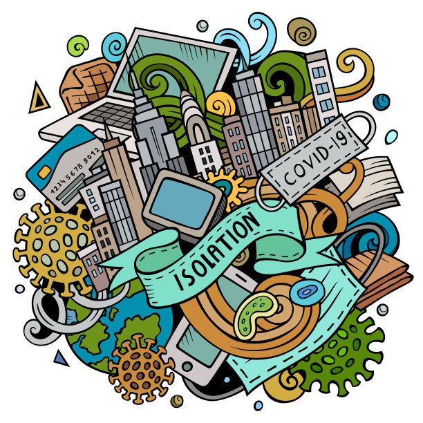 卡通矢量涂鸦隔离插图。鲜艳的色彩流行图图片下载