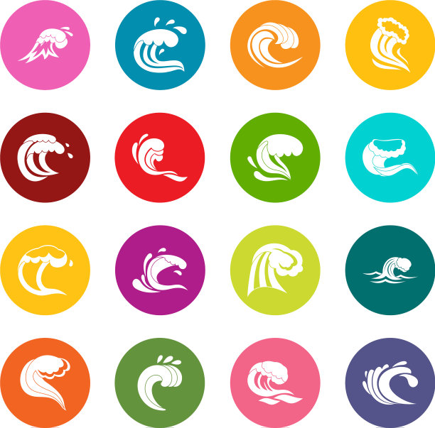 海浪图标许多颜色设置图片下载