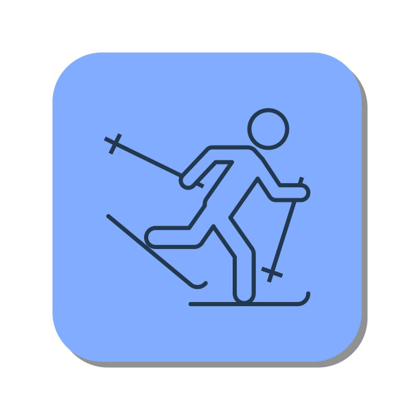 跑步滑雪者的线性图标图片下载