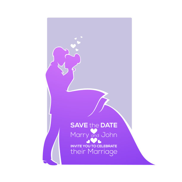 保存新郎和新娘剪影的约会婚礼图片下载