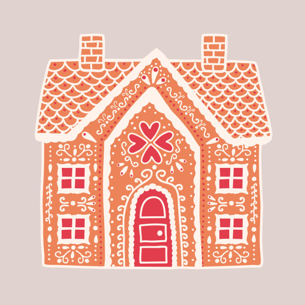 传统的姜饼屋孤立在灯光下图片下载