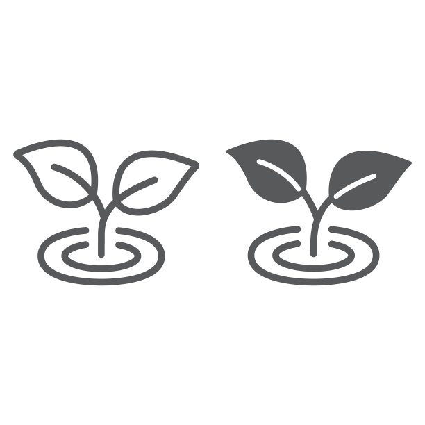树叶线条和符号图标：生态与植物图片下载
