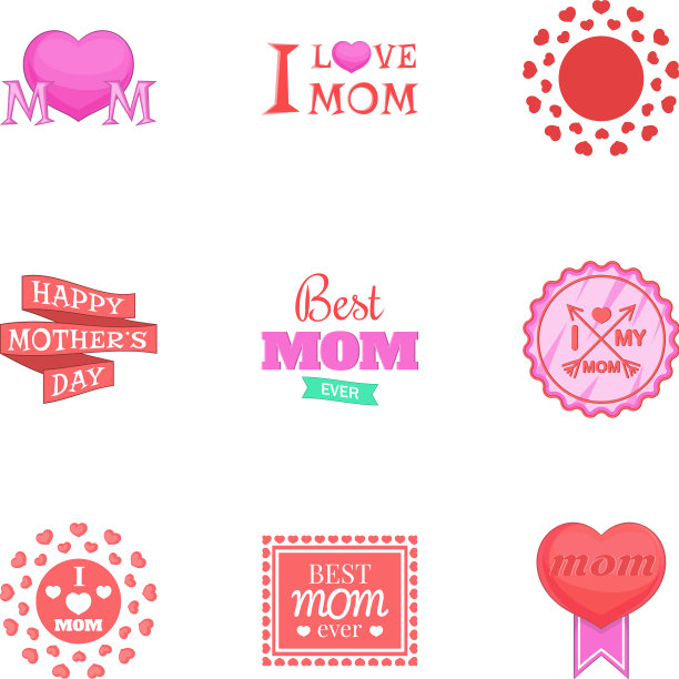 母亲节图标设置卡通风格图片下载