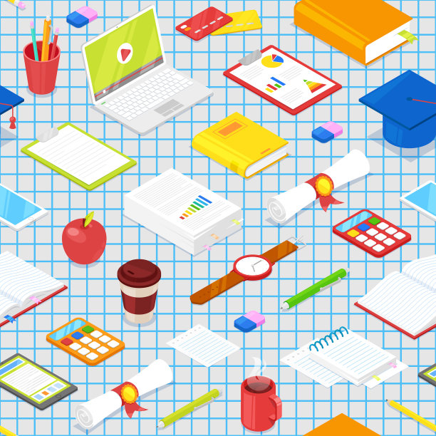 无缝图案的学生配件图片下载