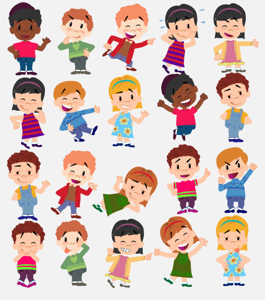 卡通人物男孩和女孩设置图片下载