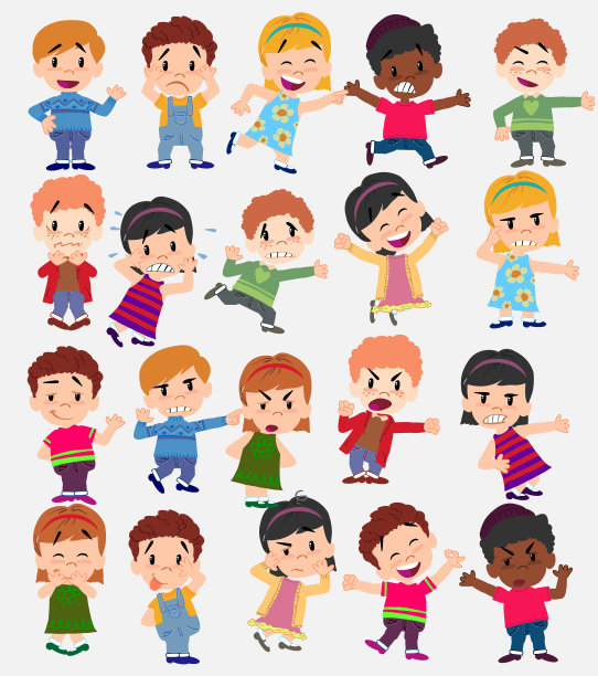 卡通人物男孩和女孩设置图片下载