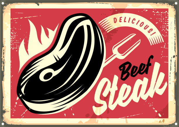 牛排馆复古广告图片下载