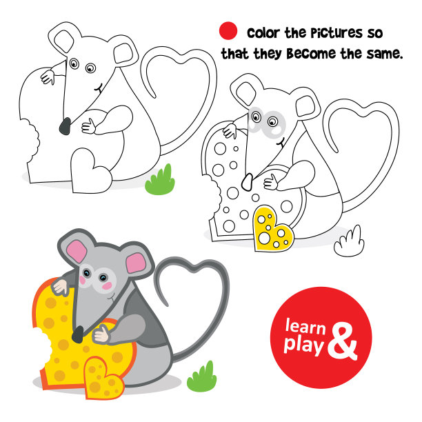 老鼠着色老鼠拥抱一块奶酪图片下载