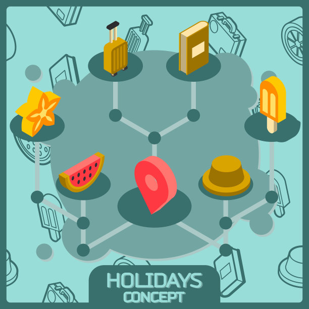 假日色彩概念等距图标图片下载