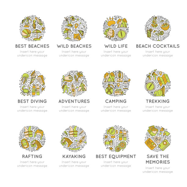 旅行手绘图标图标列卡通图片下载