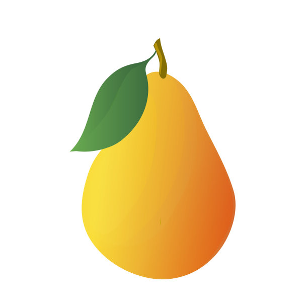 卡通的带叶子的黄色梨子图片下载