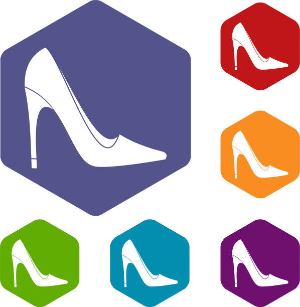 高跟鞋图标设置六边形图片下载