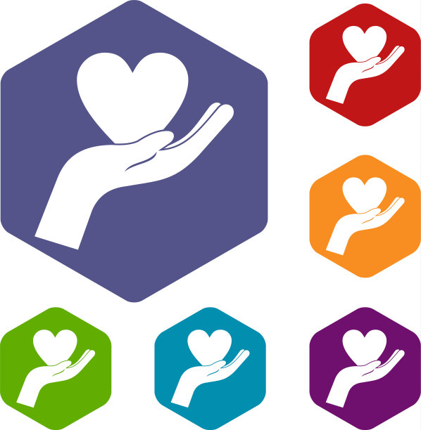 手握心形图标设置六边形图片下载