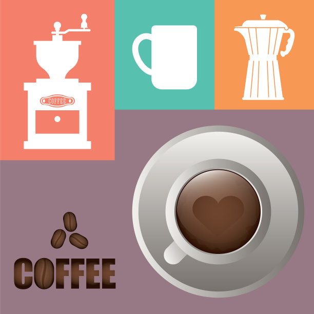 咖啡杯海报杯心形图片下载