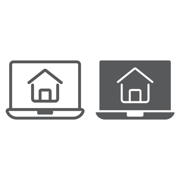 网上房子购物线和字形图标图片下载