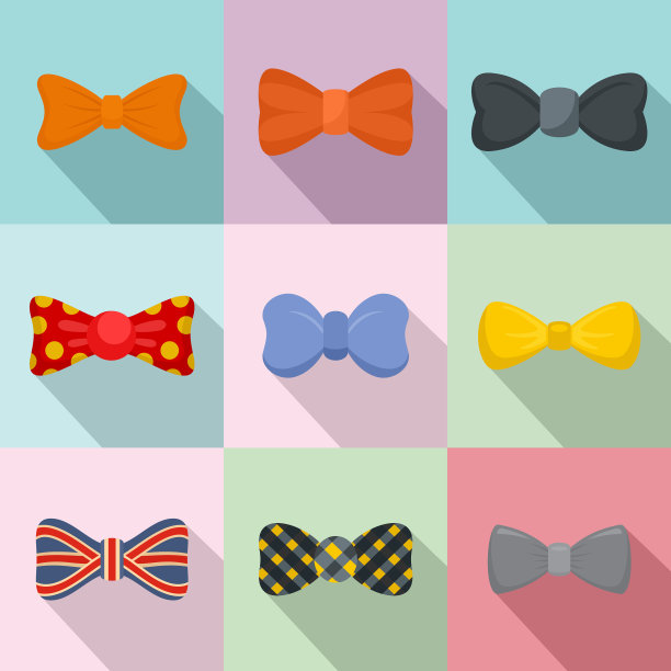 蝴蝶结图标设置平风格图片下载