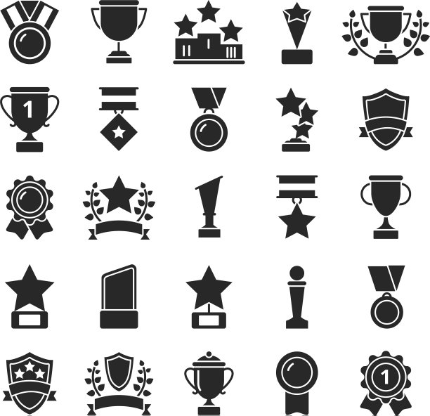 获胜者的杯子和运动的单色图片集图片下载