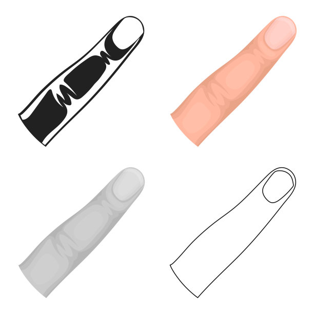 手指图标在卡通风格孤立的白色图片下载