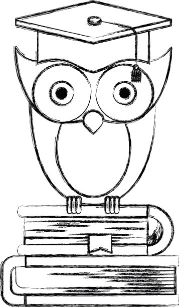 模糊了猫头鹰的知识与素描剪影图片下载