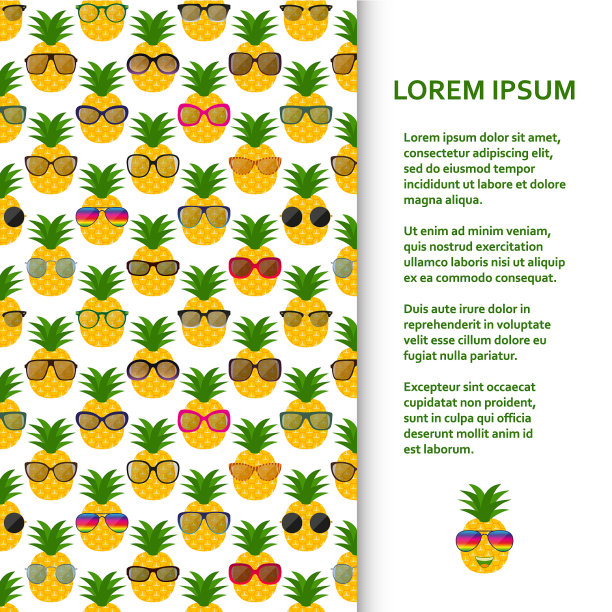 平海报或横幅模板与菠萝和图片下载