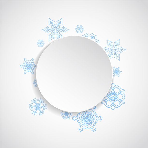 雪花在白纸背景上相框图片下载