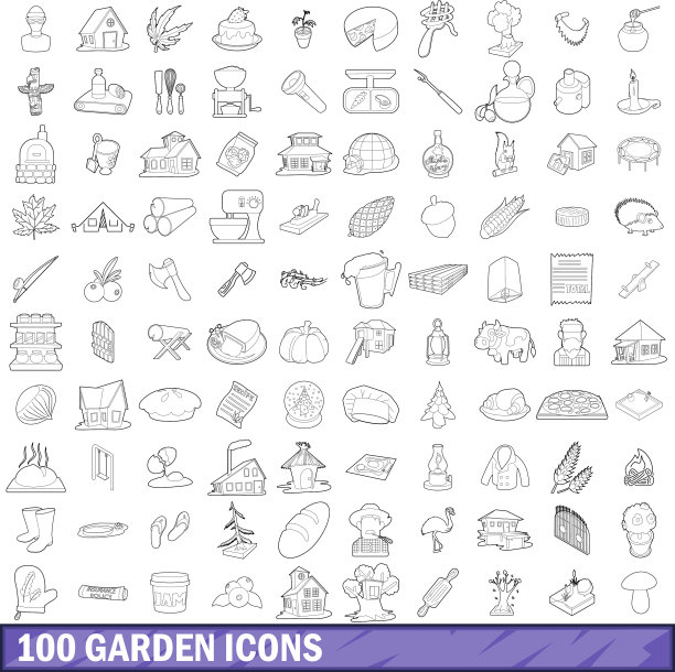 100花园图标设置轮廓风格图片下载