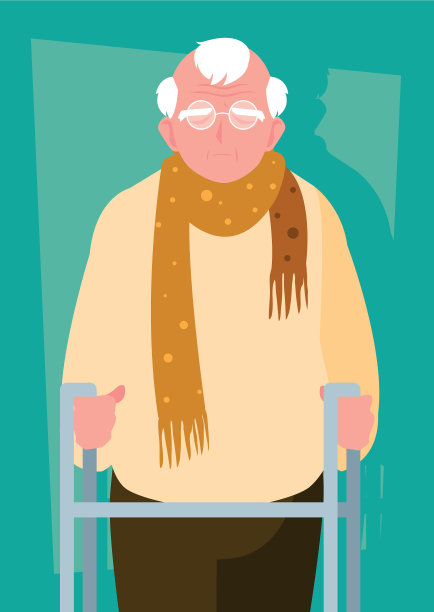 有矫形助行器的老人图片下载