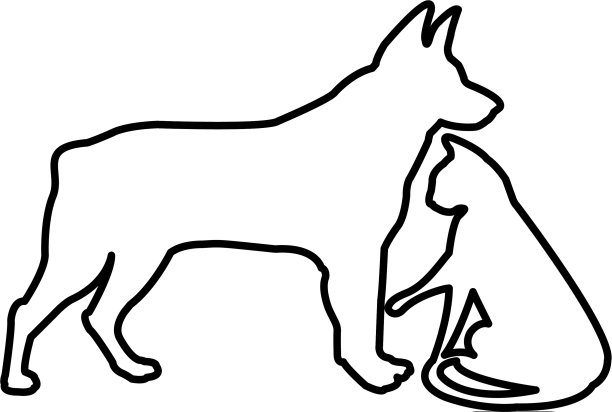狗和猫的线条艺术图片下载