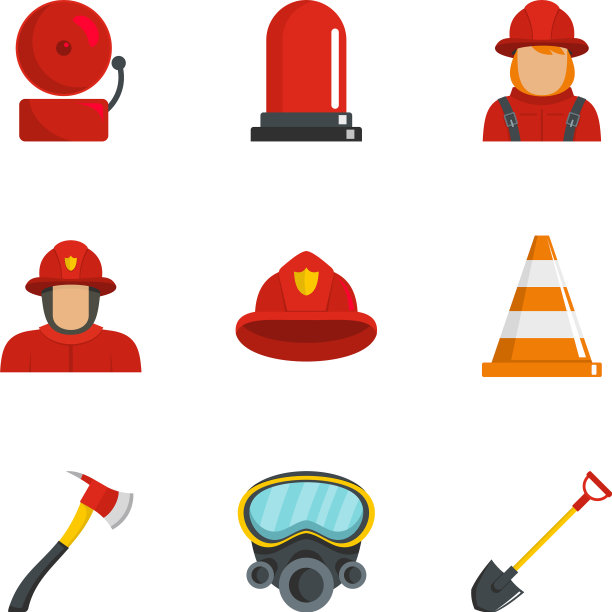 消防图标设置卡通风格图片下载