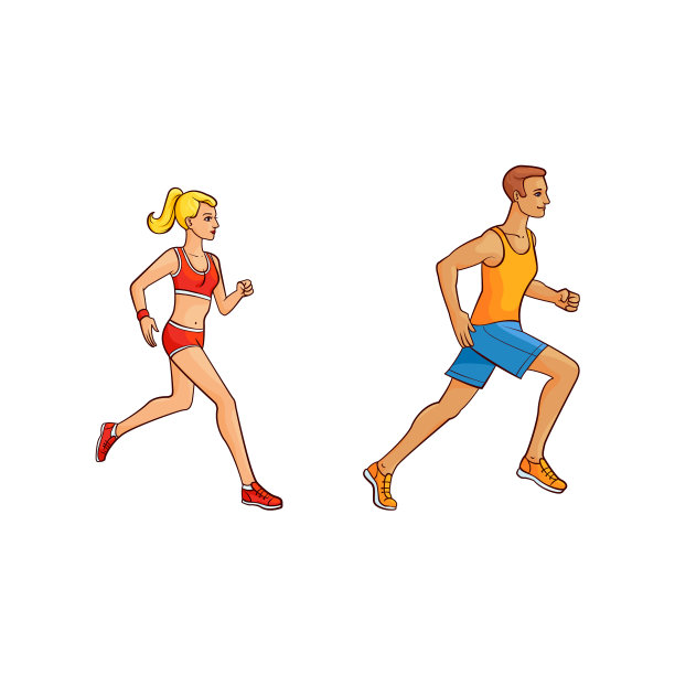 扁女孩和男人在跑图片下载