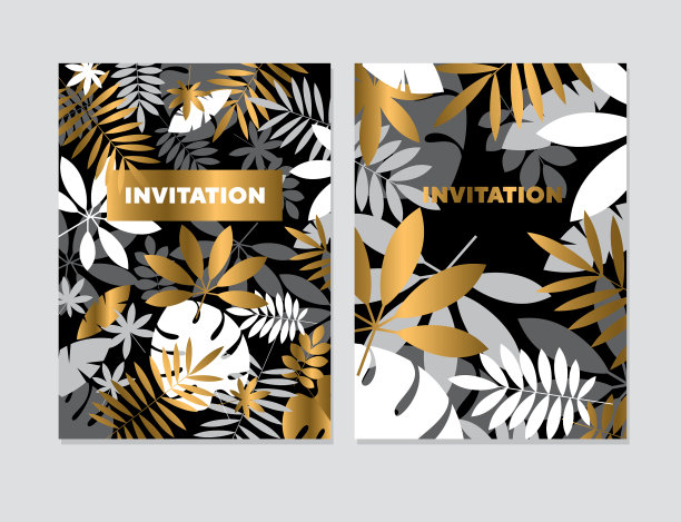 奢华抽象的热带树叶设计元素图片下载