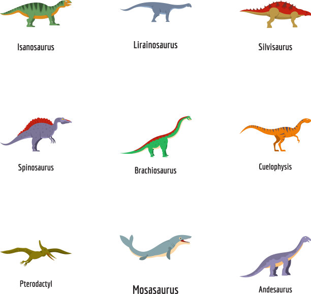 恐龙世界图标设置卡通风格图片下载