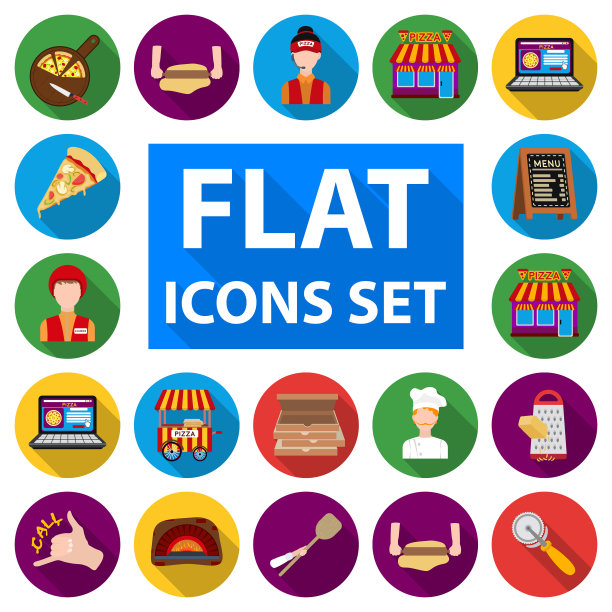 批萨和批萨店的图标集合图片下载