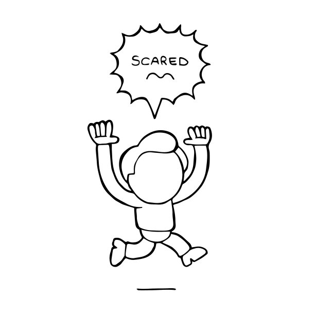 手绘漫画，一个带着恐惧奔跑的男人图片下载