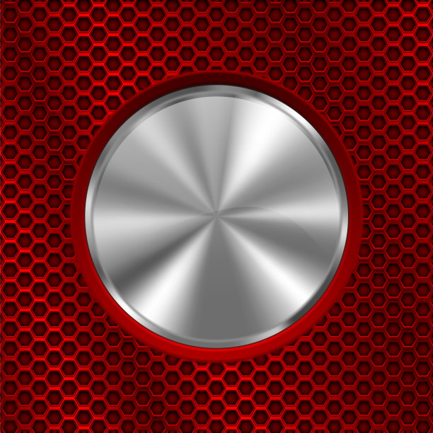 金属铬圆钮上有红色穿孔图片下载