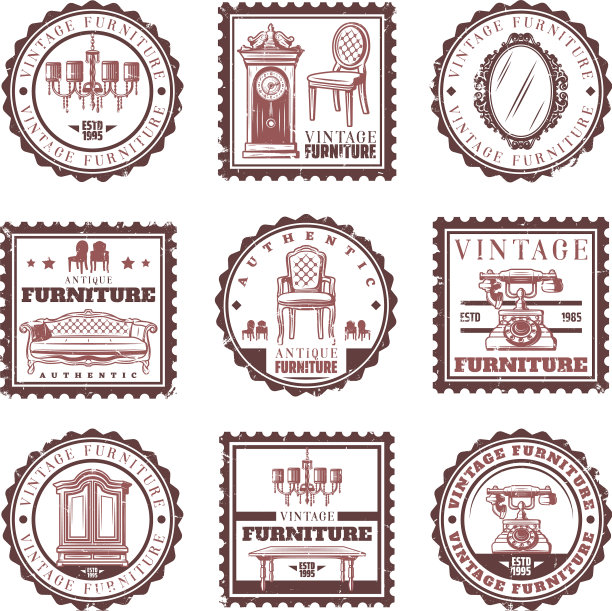 古董家具邮票套装图片下载