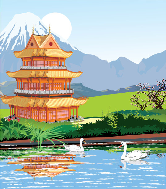 风景-富士山的日本宝塔图片下载