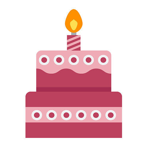 生日蛋糕平坦象征甜蜜和节日图片下载