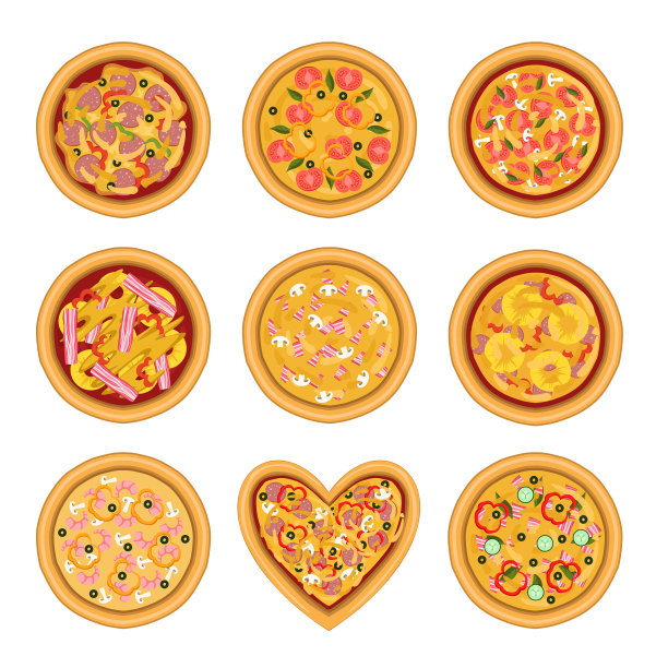 套扁美味的披萨与众不同图片下载