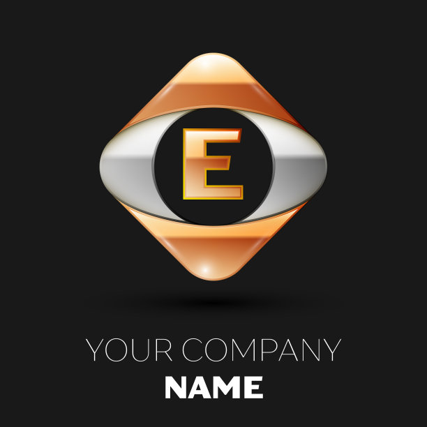 金色字母e标志在金银广场图片下载
