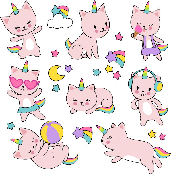 可爱的独角兽白猫凯特龙图片下载